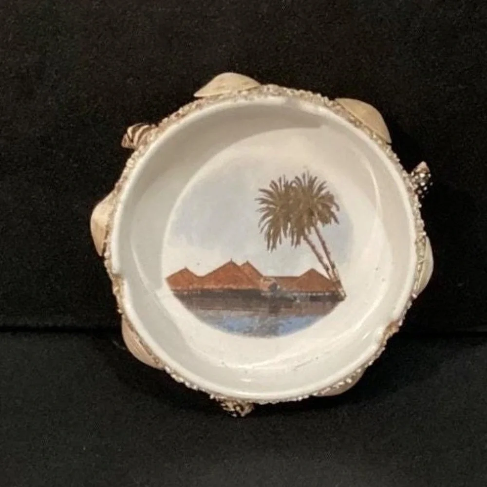 Hawaii Nautical Ceramic Ashtray, Real Seashells & Sand Accents, Coastal Souvenir